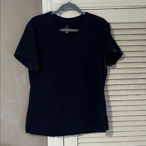 Med Couture Navy V-Neck Short Sleeve Top